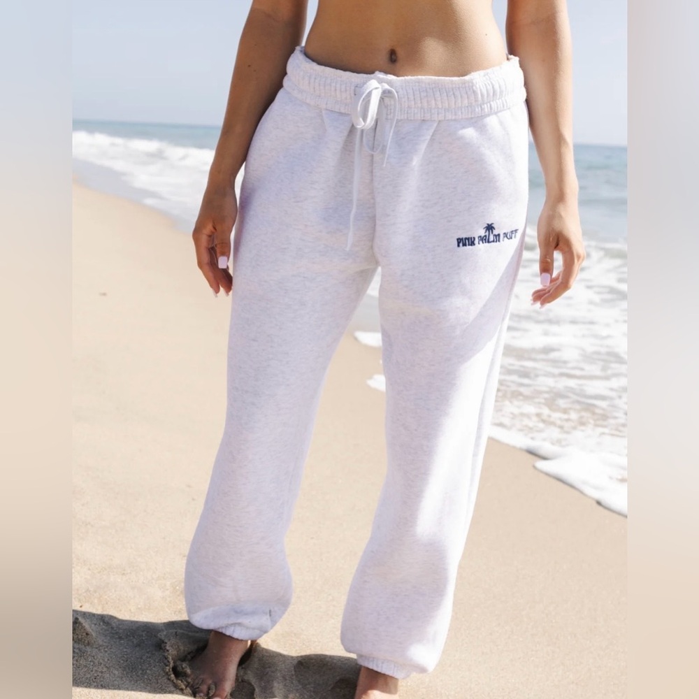 Pink palm puff Classic Sweatpants in Cloud large